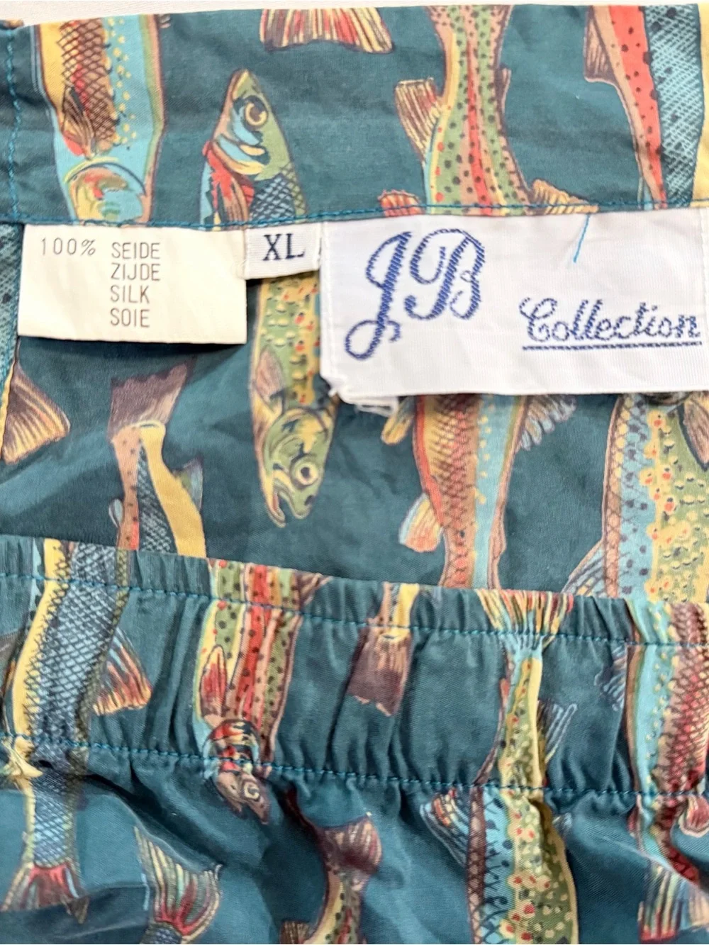 Vintage 90s JB Collection 100% Silk Trout Print Boxer Shorts – Size XL